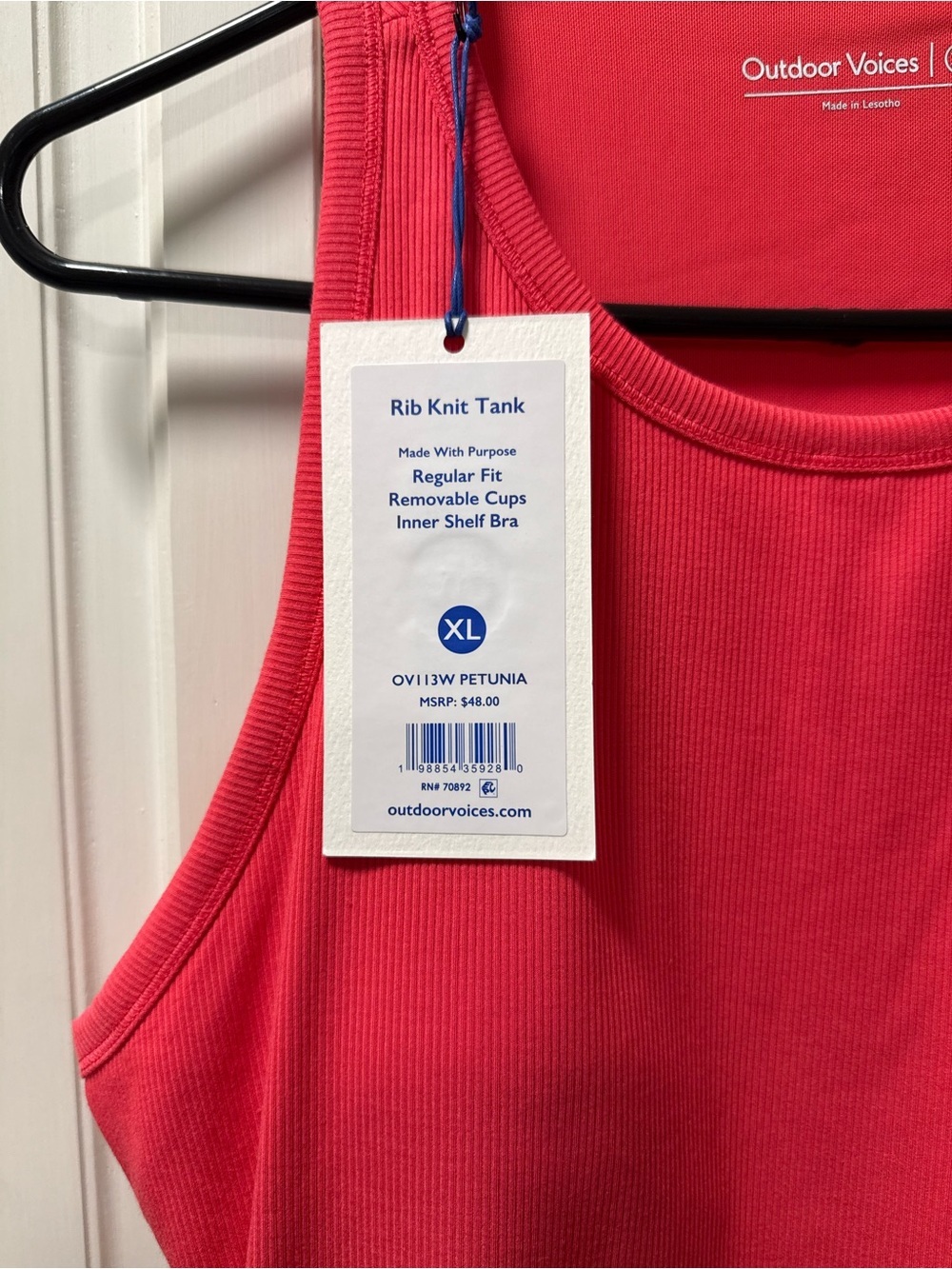 Outdoor Voices Rib Knit Tank Petunia Pink NWT Size XL - Picture 2 of 10